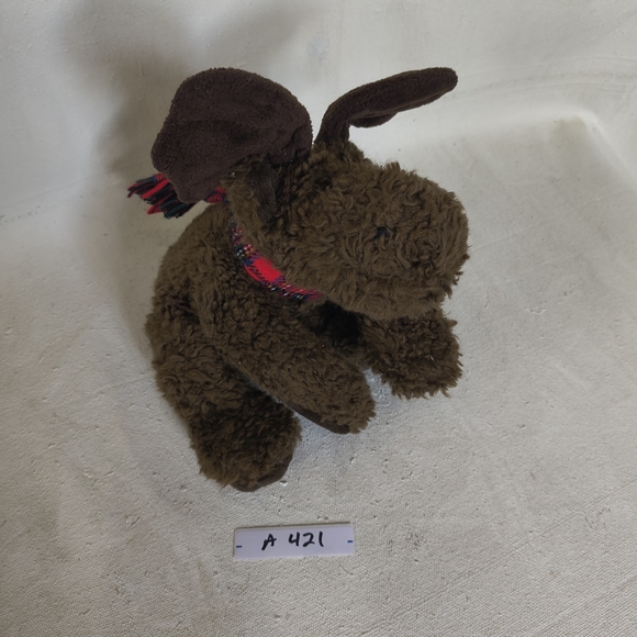 Russ Brown Moose Plush with Red Plaid Scarf - Picture 3 of 8